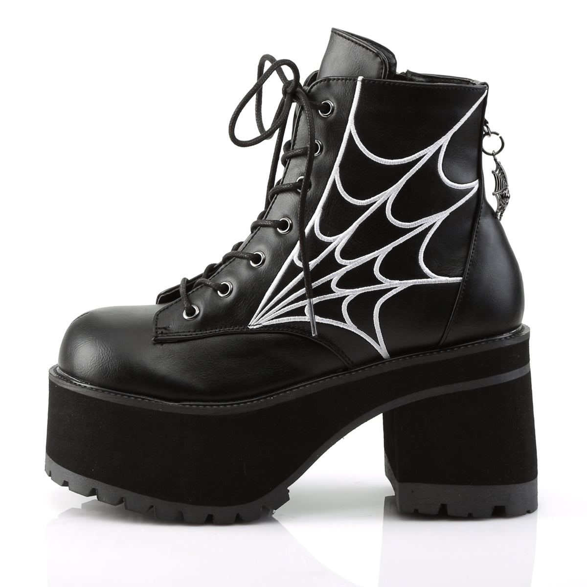 3 3/4" Heel, 2 1/4" PF Ankle Boot w/ Spider Web Embroidery (Demonia RAN105/BVL)