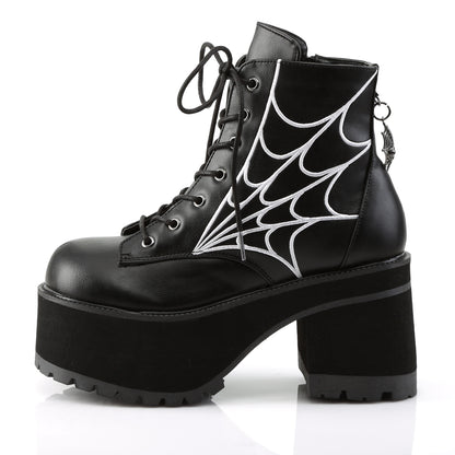 3 3/4" Heel, 2 1/4" PF Ankle Boot w/ Spider Web Embroidery (Demonia RAN105/BVL)
