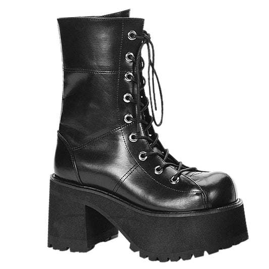 3 3/4" Block Heel Goth Punk Gogo Calf BT w/ Zipper (Demonia RAN301/B/PU)