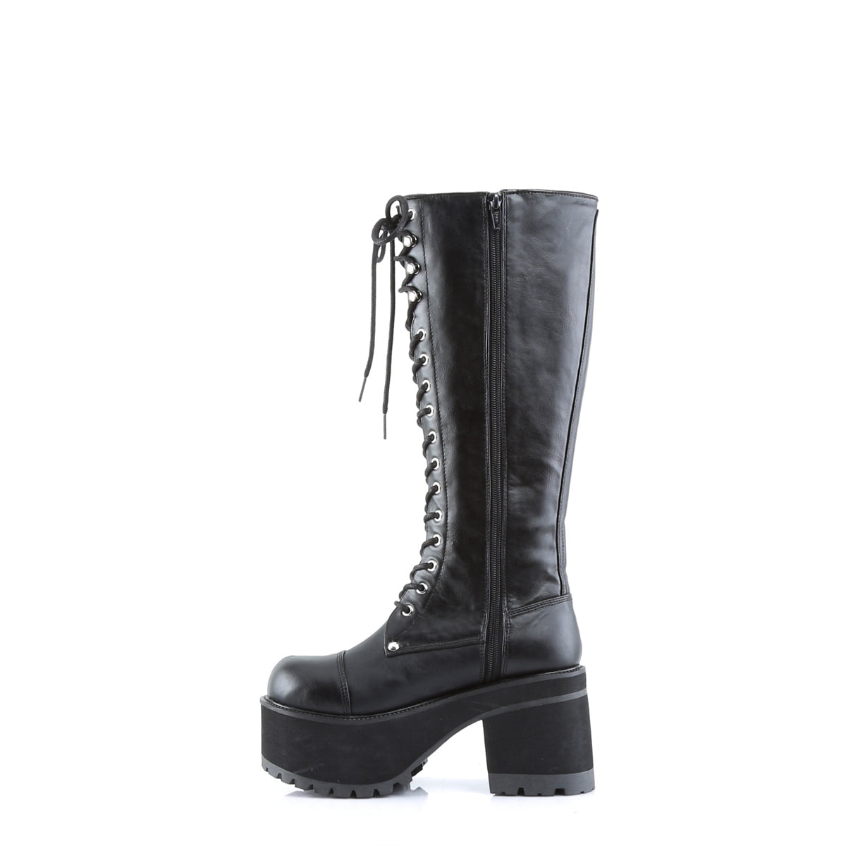 3 3/4" Block Heel Goth Punk PF Knee BT W/ Side Zipper (Demonia RAN302/B/PU)