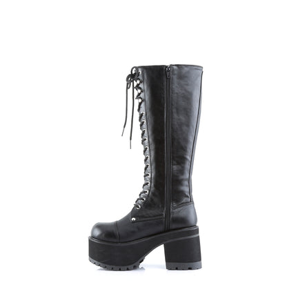 3 3/4" Block Heel Goth Punk PF Knee BT W/ Side Zipper (Demonia RAN302/B/PU)