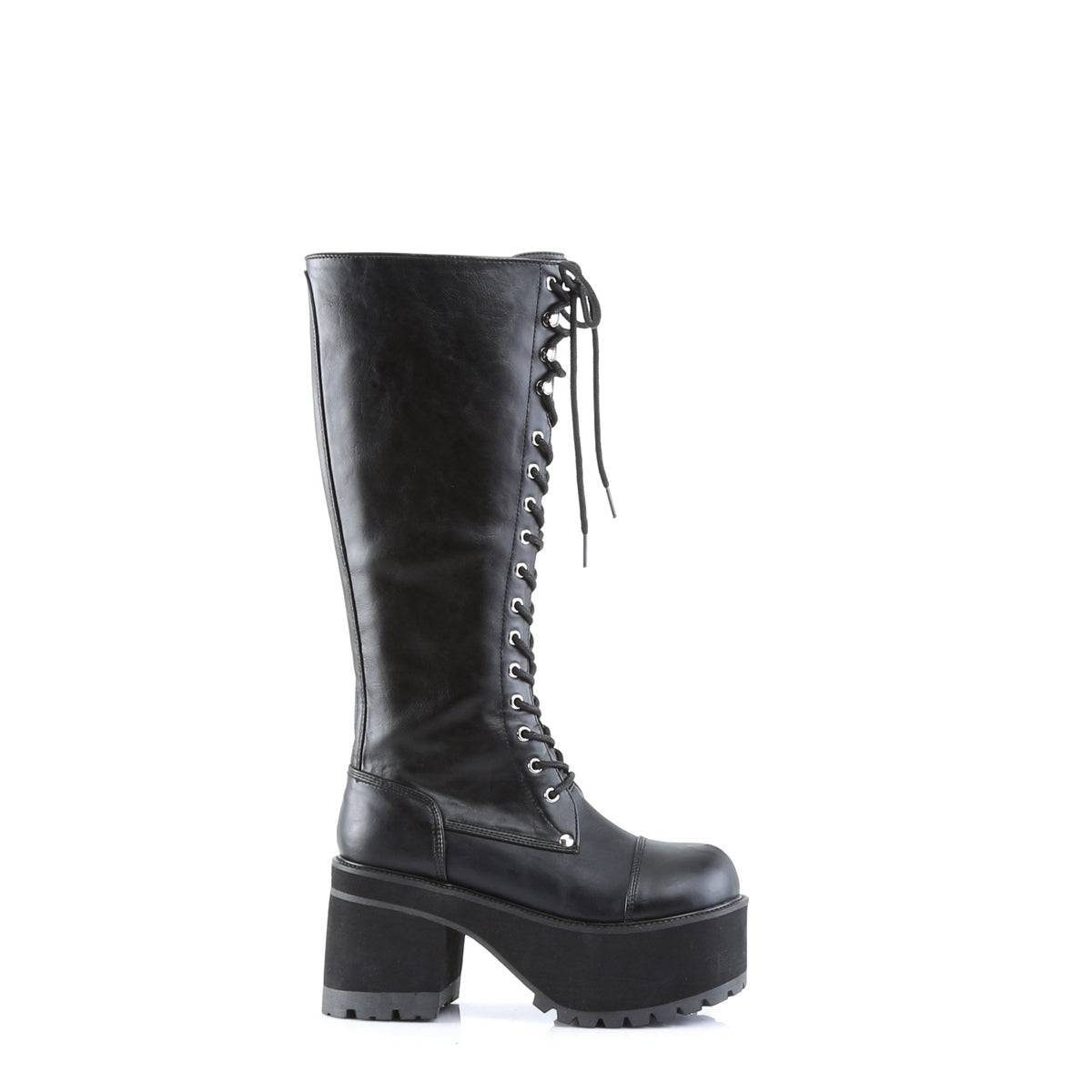 3 3/4" Block Heel Goth Punk PF Knee BT W/ Side Zipper (Demonia RAN302/B/PU)