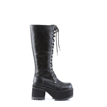 3 3/4" Block Heel Goth Punk PF Knee BT W/ Side Zipper (Demonia RAN302/B/PU)