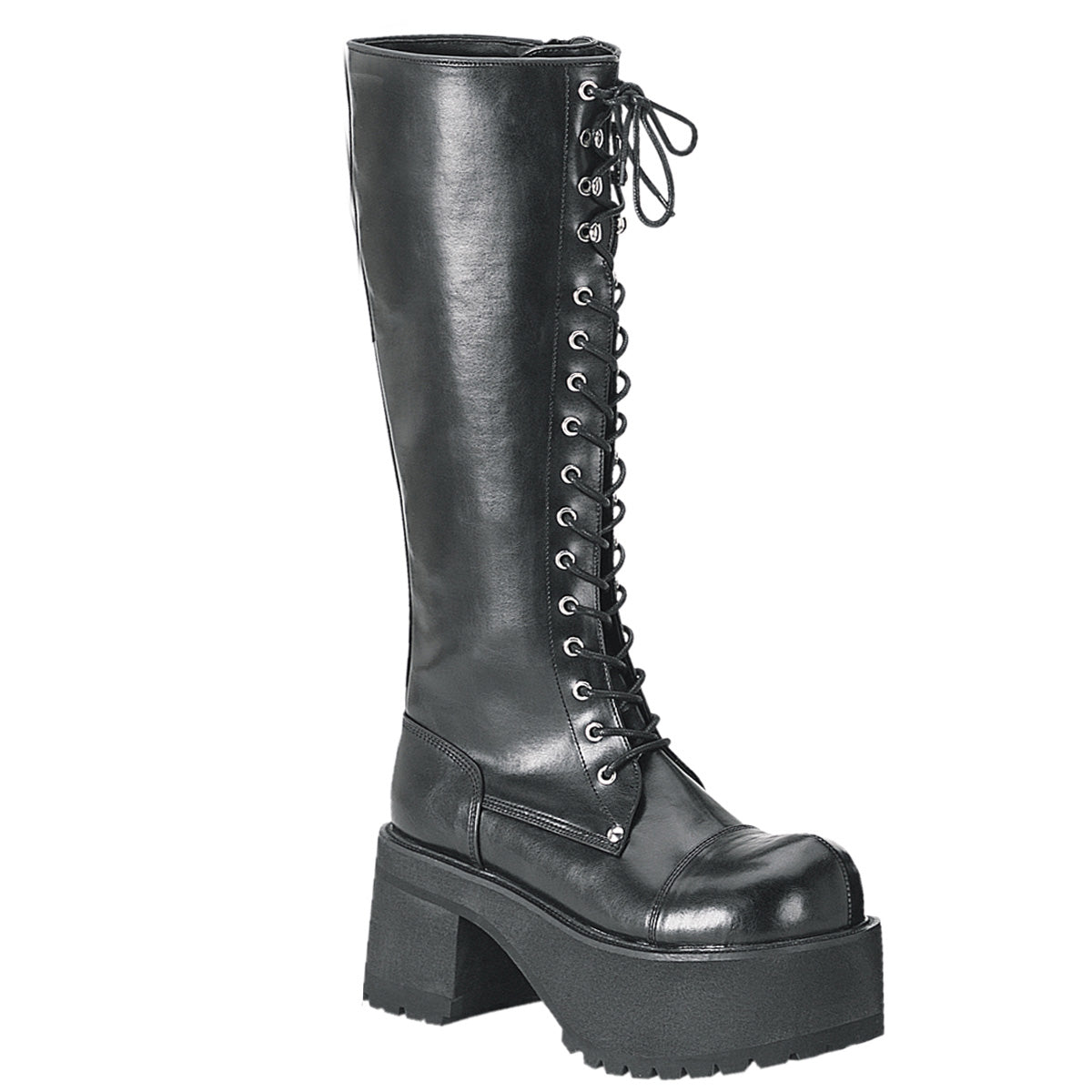 3 3/4" Block Heel Goth Punk PF Knee BT W/ Side Zipper (Demonia RAN302/B/PU)
