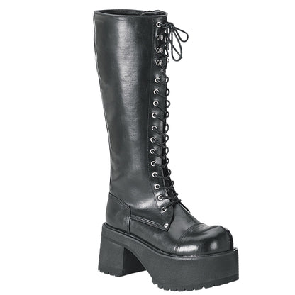 3 3/4" Block Heel Goth Punk PF Knee BT W/ Side Zipper (Demonia RAN302/B/PU)