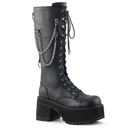 3 3/4" Heel, 2 1/4" PF Knee High Boot, Metal Side Zip (Demonia RAN303/BVL)