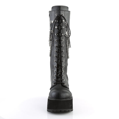 3 3/4" Heel, 2 1/4" PF Knee High Boot, Metal Side Zip (Demonia RAN303/BVL)