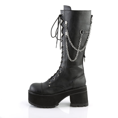 3 3/4" Heel, 2 1/4" PF Knee High Boot, Metal Side Zip (Demonia RAN303/BVL)