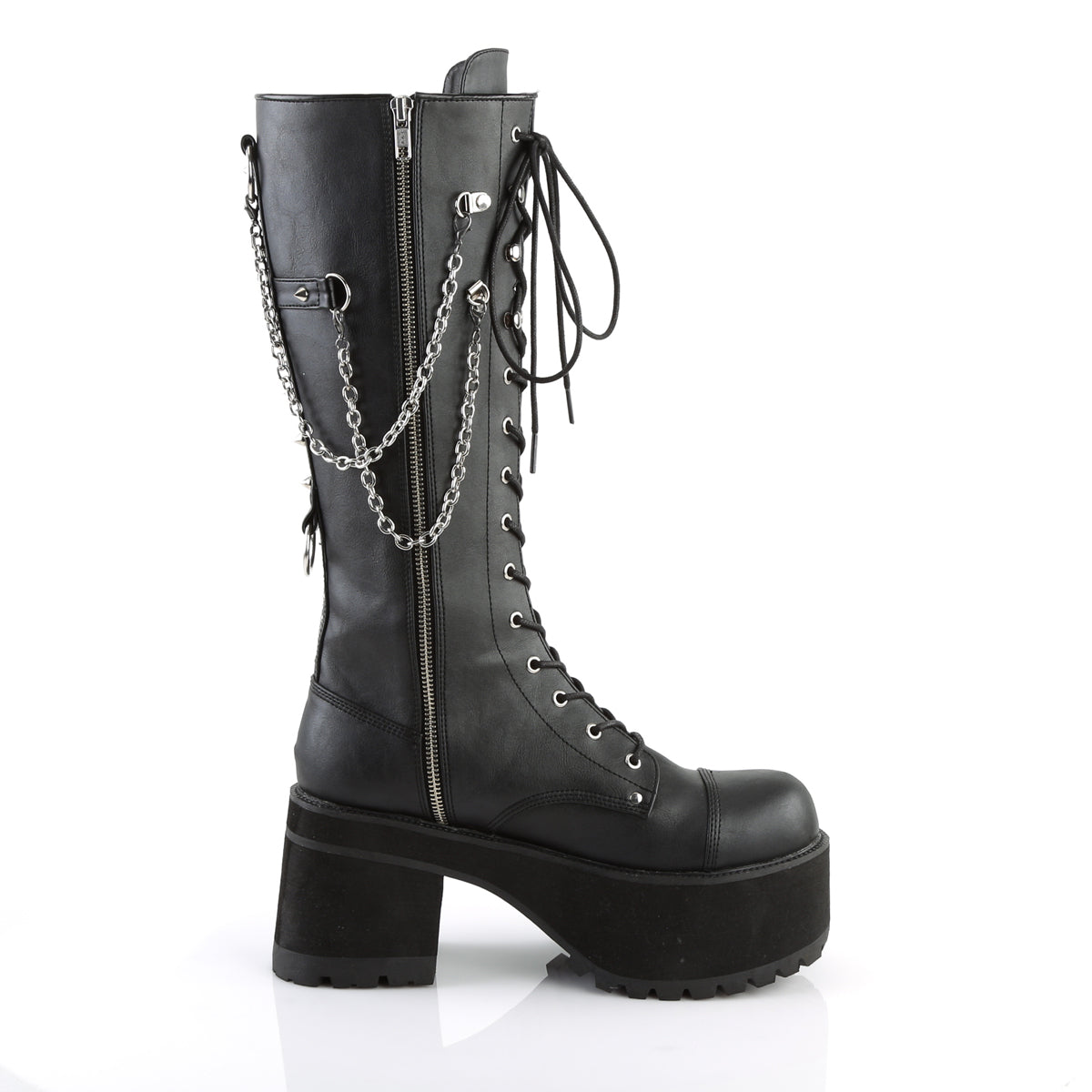 3 3/4" Heel, 2 1/4" PF Knee High Boot, Metal Side Zip (Demonia RAN303/BVL)