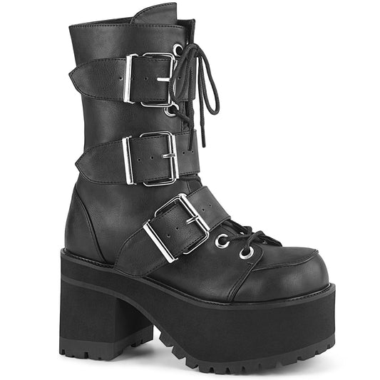 *3 3/4" Heel, 2 1/4" PF Lace-Up Ankle Boot, Side Zip (Demonia RAN308/BVL)