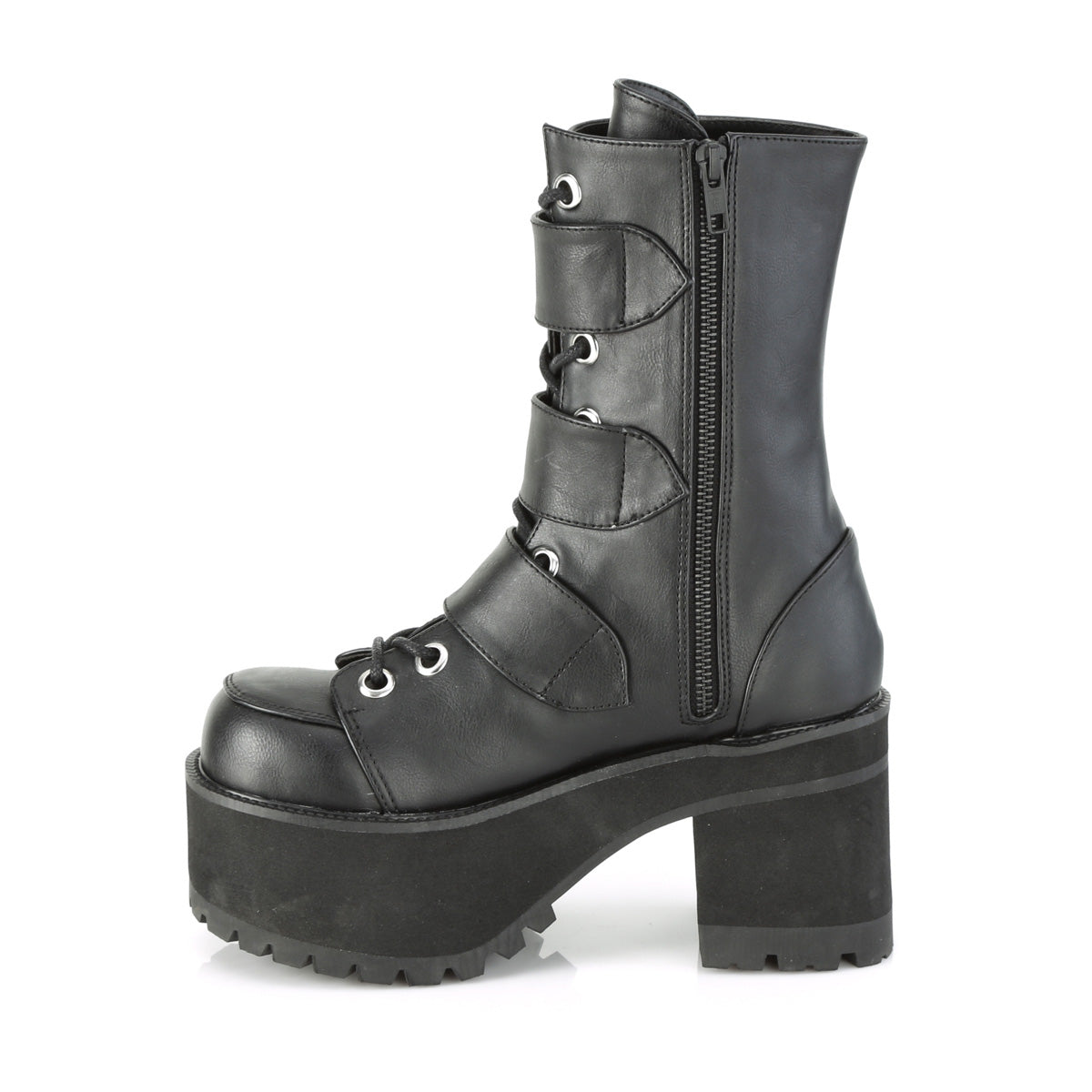 *3 3/4" Heel, 2 1/4" PF Lace-Up Ankle Boot, Side Zip (Demonia RAN308/BVL)
