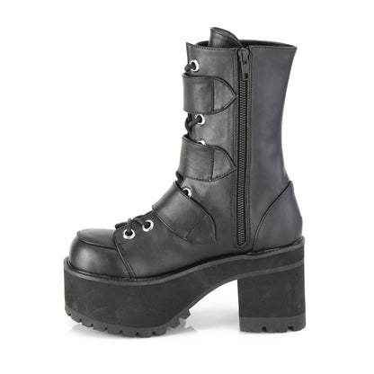 *3 3/4" Heel, 2 1/4" PF Lace-Up Ankle Boot, Side Zip (Demonia RAN308/BVL)