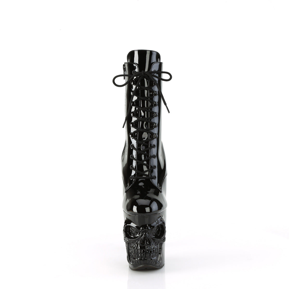 8" Finger Bone Heel, 4" Skull PF Ankle Boot, Inside Zip (Pleaser RAPT1020/B/M)