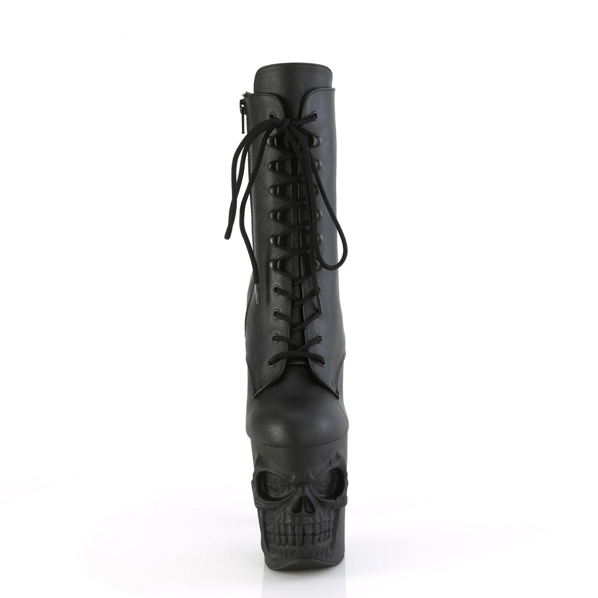 8" Finger Bone Heel, 4" Skull PF Ankle Boot, Inside Zip (Pleaser RAPT1020/B/M)