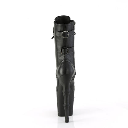 *8" Finger Bone Heel, 4" Skull PF Mid Calf Boot, Inside Zip (Pleaser RAPT1047/BPU/M)