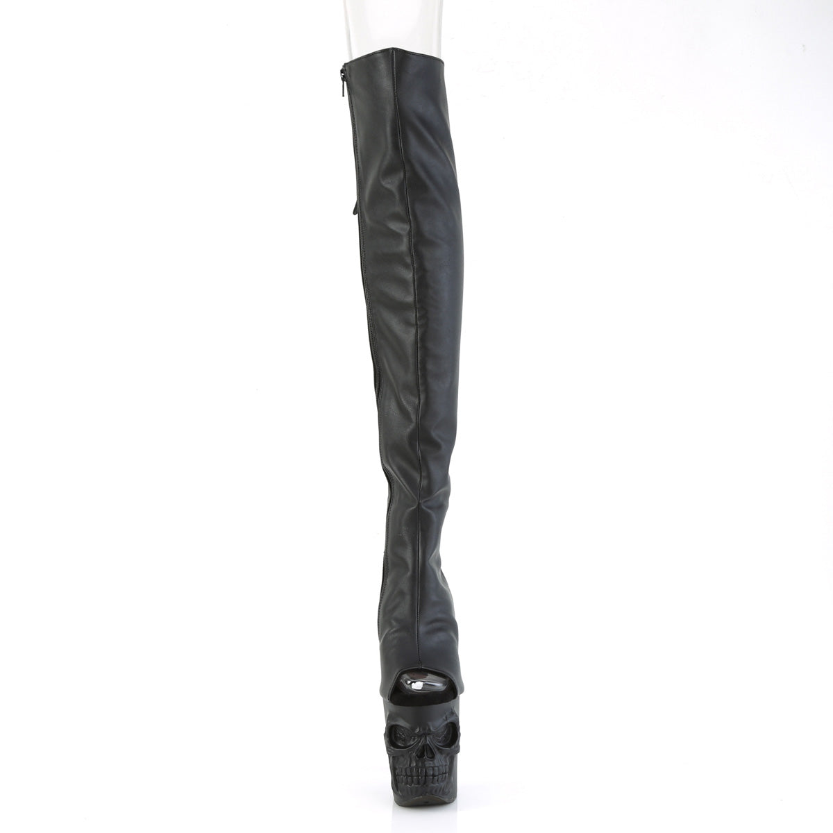 *8" Finger Bone Heel, 4" Skull PF Over-the-Knee Boot (Pleaser RAPT3019/BPU/M)