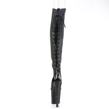 *8" Finger Bone Heel, 4" Skull PF Over-the-Knee Boot (Pleaser RAPT3019/BPU/M)