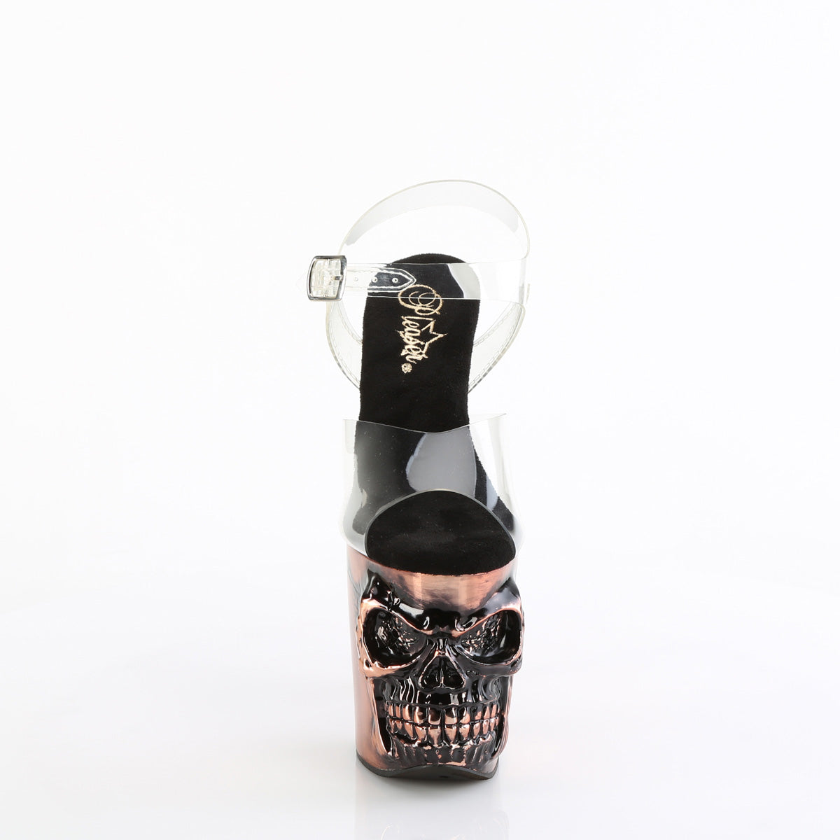 *8" Finger Bone Heel, 4" Skull PF LED Ankle Strap Sandal (Pleaser RAPT808-LT/C/BASCH)