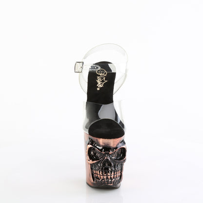 *8" Finger Bone Heel, 4" Skull PF LED Ankle Strap Sandal (Pleaser RAPT808-LT/C/BASCH)