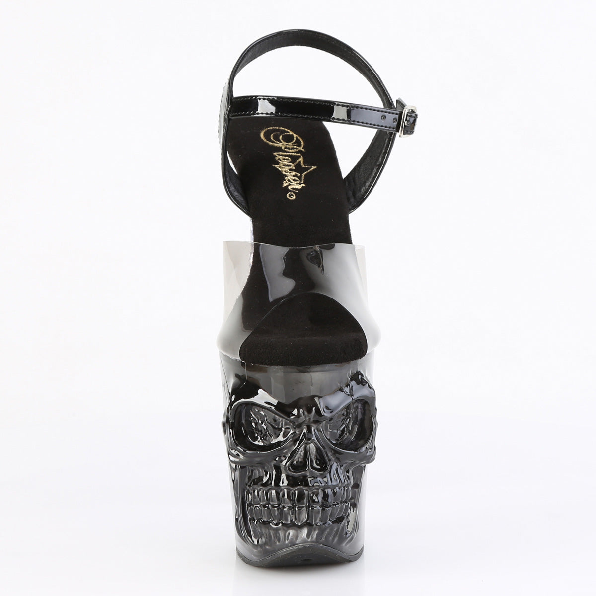 8" Finger Bone Heel, 4" Skull PF Ombre Ankle Strap Sandal (Pleaser RAPT808T-1/SK-B/B-C)
