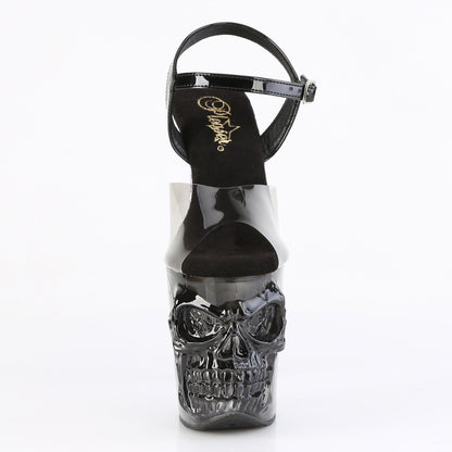 8" Finger Bone Heel, 4" Skull PF Ombre Ankle Strap Sandal (Pleaser RAPT808T-1/SK-B/B-C)