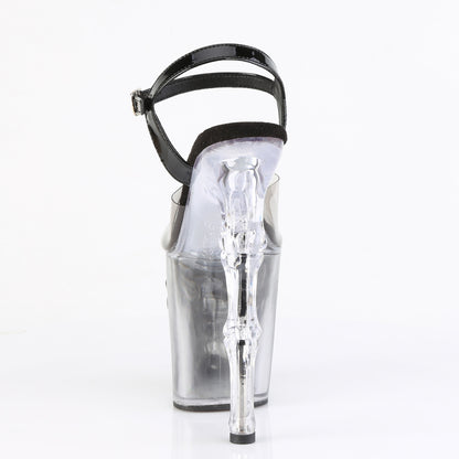 8" Finger Bone Heel, 4" Skull PF Ombre Ankle Strap Sandal (Pleaser RAPT808T-1/SK-B/B-C)