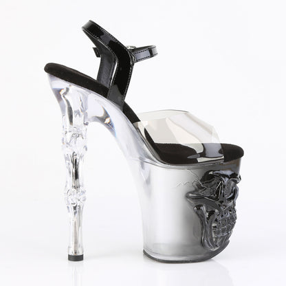 8" Finger Bone Heel, 4" Skull PF Ombre Ankle Strap Sandal (Pleaser RAPT808T-1/SK-B/B-C)