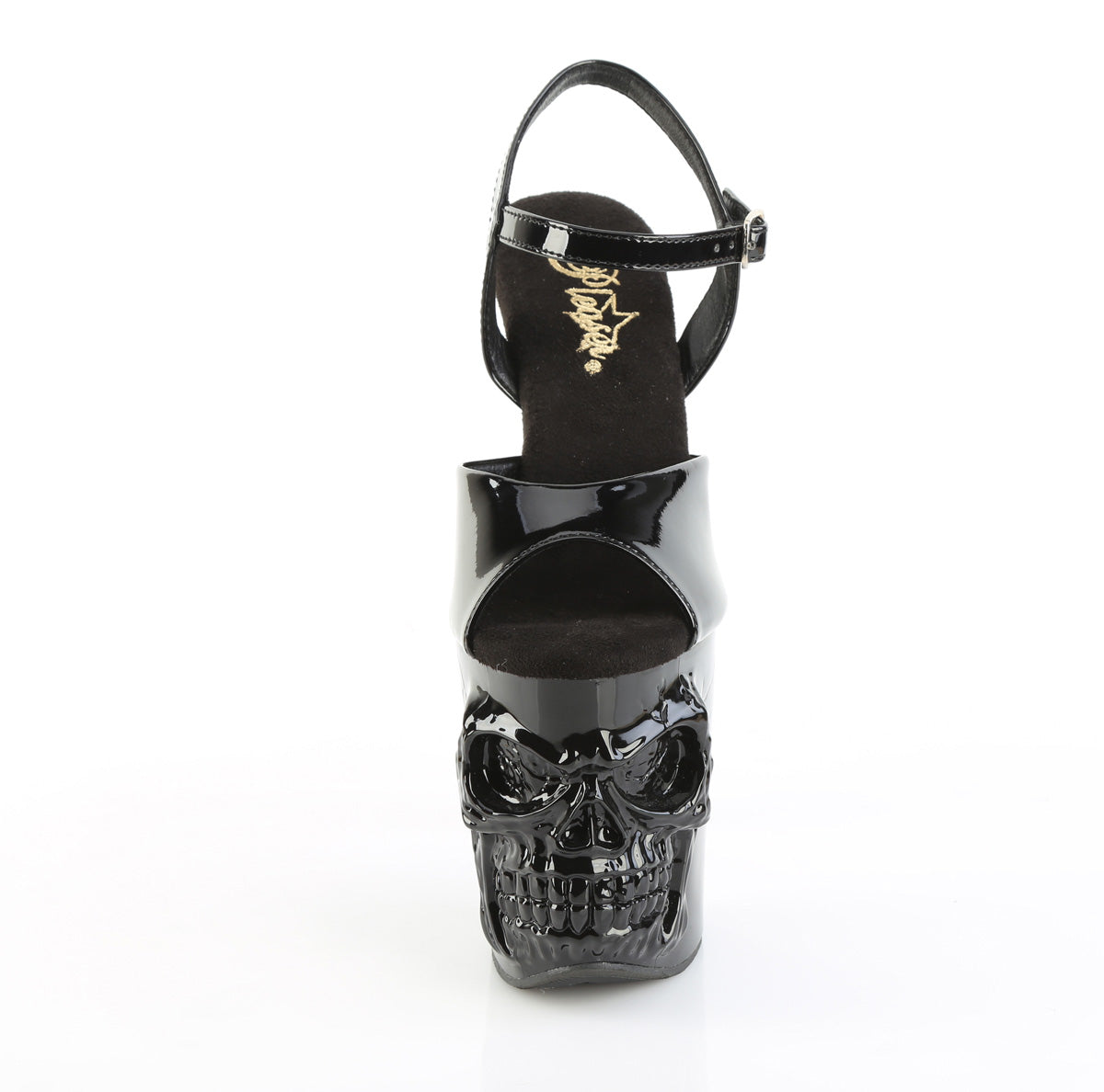 8" Finger Bone Heel, 4" Skull PF Ankle Strap Sandal (Pleaser RAPT809/B/M)