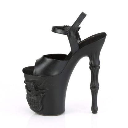 8" Finger Bone Heel, 4" Skull PF Ankle Strap Sandal (Pleaser RAPT809/B/M)
