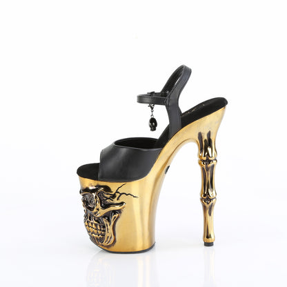 *8" Finger Bone Heel, 4" Skull PF LED Ankle Strap Sandal (Pleaser RAPT809-LT/BPU/BASCH)