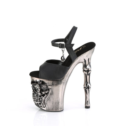 *8" Finger Bone Heel, 4" Skull PF LED Ankle Strap Sandal (Pleaser RAPT809-LT/BPU/BASCH)