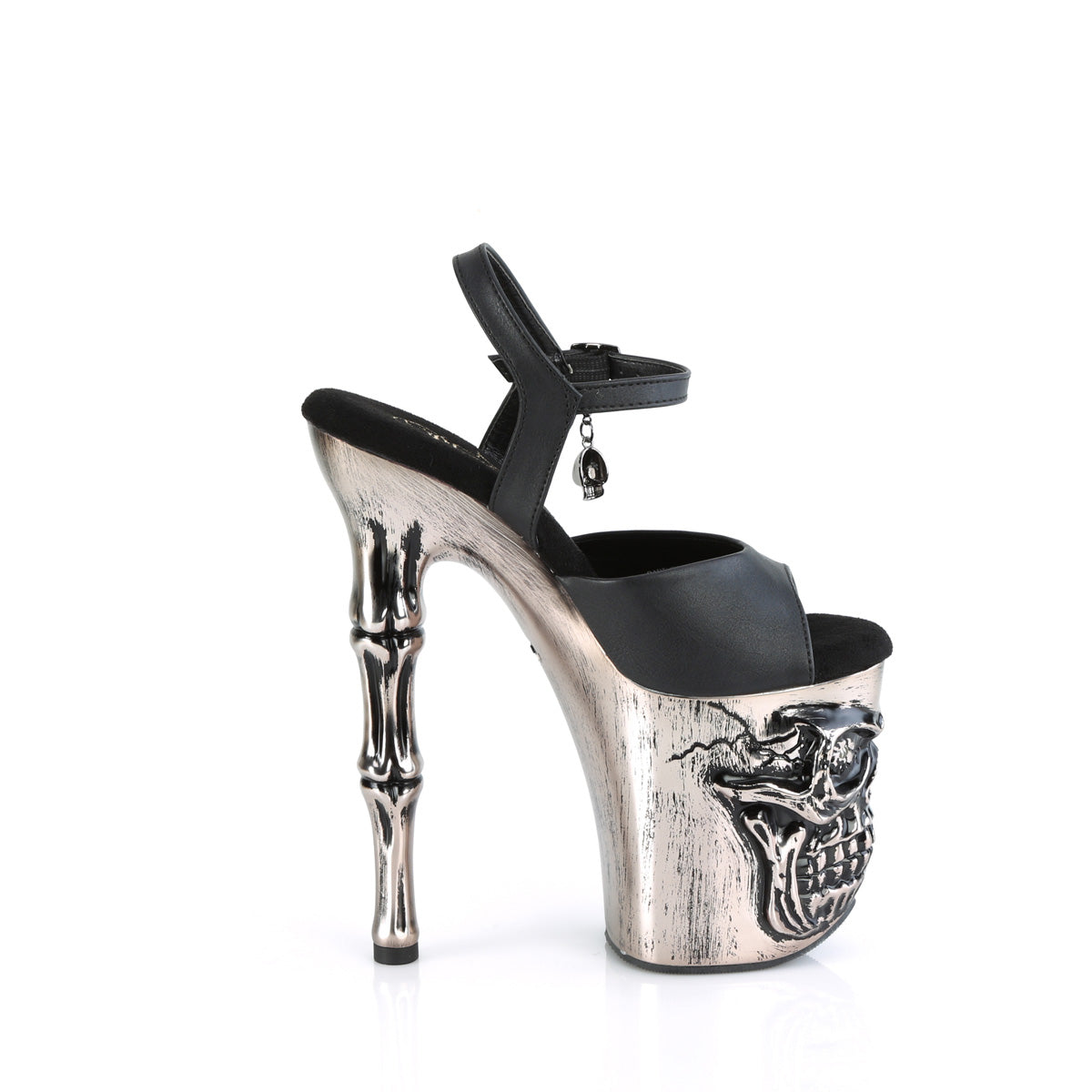 *8" Finger Bone Heel, 4" Skull PF LED Ankle Strap Sandal (Pleaser RAPT809-LT/BPU/BASCH)