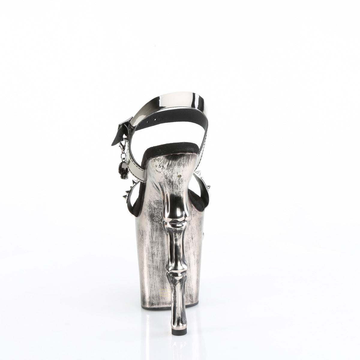 8" Finger Bone Heel, 4" Skull PF LED Ankle Strap Sandal (Pleaser RAPT812-LT/PWTPU/M)