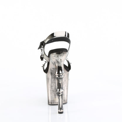 8" Finger Bone Heel, 4" Skull PF LED Ankle Strap Sandal (Pleaser RAPT812-LT/PWTPU/M)