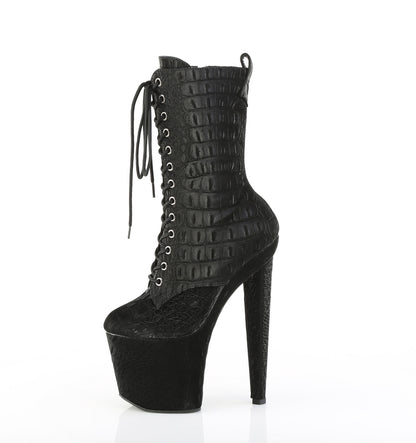 8" Heel, 3 1/2" PF Lace-Up Ankle Boot, Side Zip (Pleaser RAZ1040WR/BRP/M)