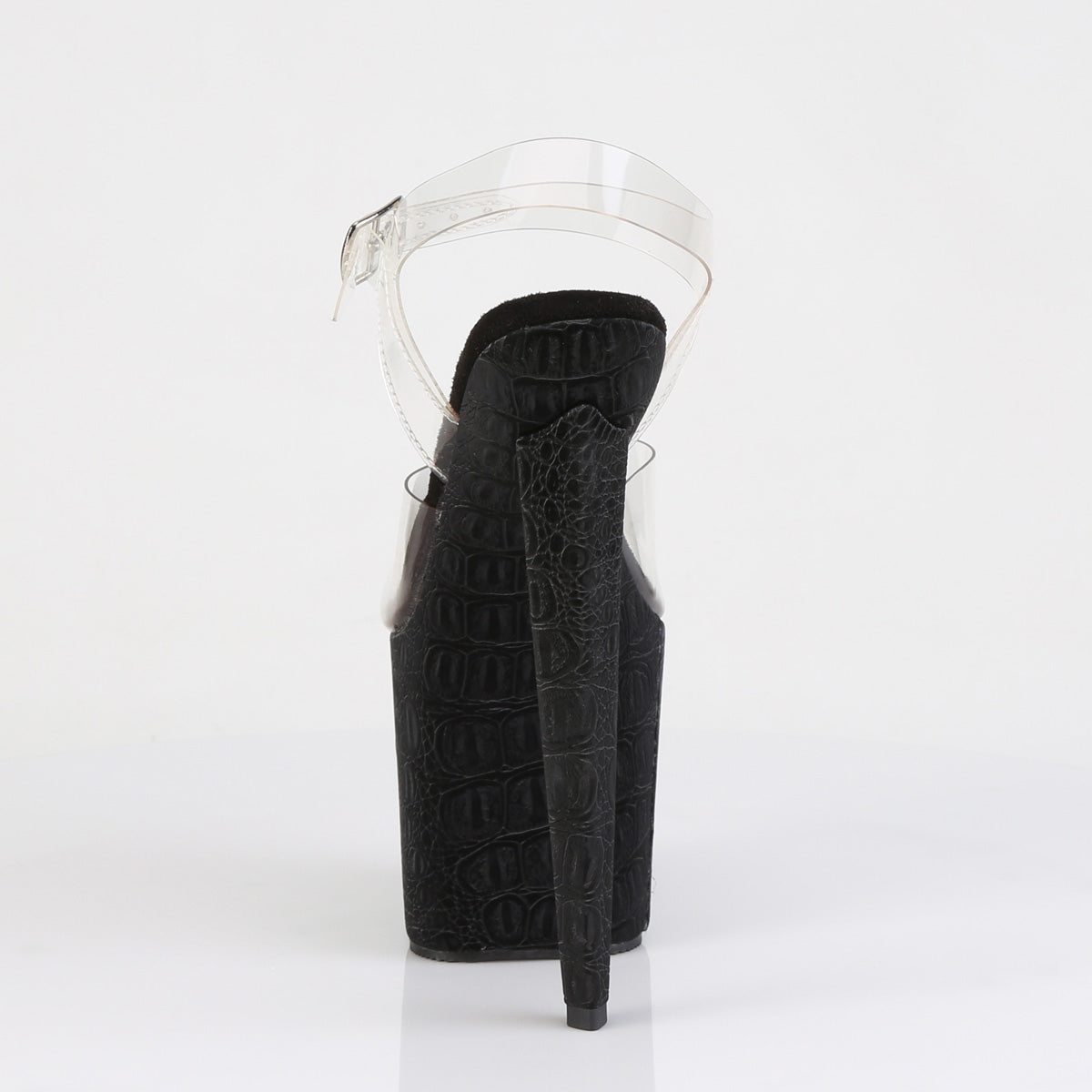 8" Heel, 3 1/2" PF Ankle Strap Sandal w/Reptile Print (Pleaser RAZ808WR/C/B)