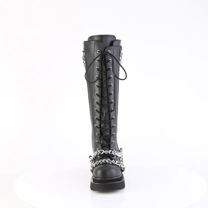 2 1/2" Tiered PF Lace-Up Knee High Boots, Inside Zip (Demonia REGD215/BVL)