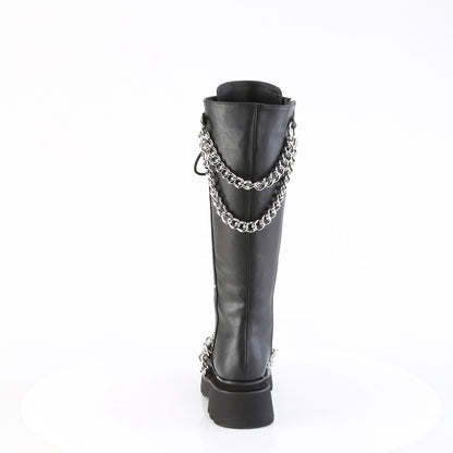 2 1/2" Tiered PF Lace-Up Knee High Boots, Inside Zip (Demonia REGD215/BVL)