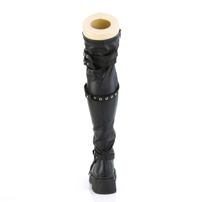 2 1/2" Tiered PF Lace-Up Over-The-Knee Boots, Inside Zip (Demonia REGD320/BVL)