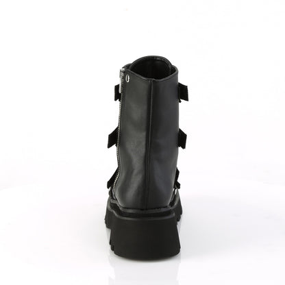 *2 1/2" Tiered PF Strappy Ankle Boot, Outer Side Zip (Demonia REGD50/BVL-NY)