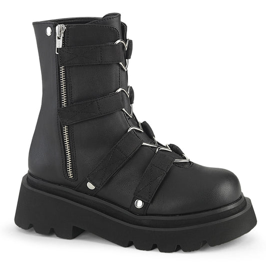 *2 1/2" Tiered PF Strappy Ankle Boot, Outer Side Zip (Demonia REGD50/BVL-NY)