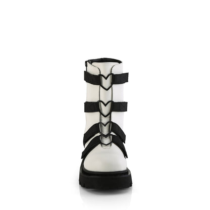 *2 1/2" Tiered PF Strappy Ankle Boot, Outer Side Zip (Demonia REGD50/BVL-NY)