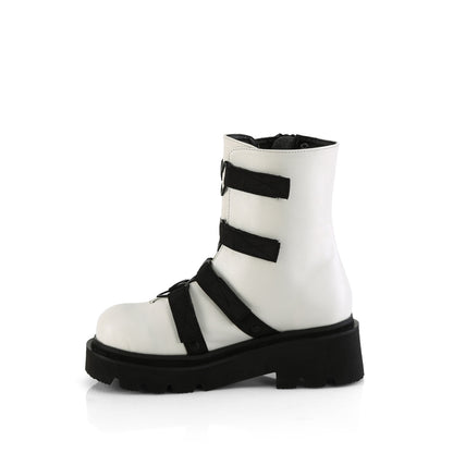 *2 1/2" Tiered PF Strappy Ankle Boot, Outer Side Zip (Demonia REGD50/BVL-NY)