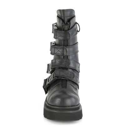 2 1/2" Tiered PF Strappy Calf High Boot, Center Front Zip (Demonia REGD55/BVL)
