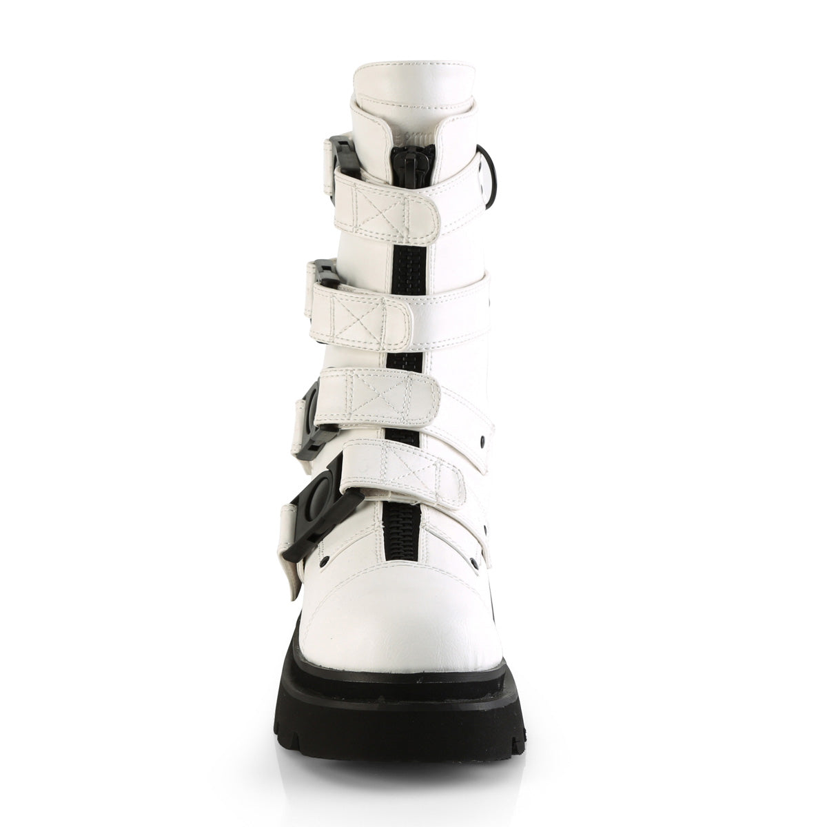 2 1/2" Tiered PF Strappy Calf High Boot, Center Front Zip (Demonia REGD55/BVL)