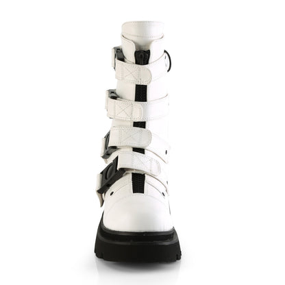 2 1/2" Tiered PF Strappy Calf High Boot, Center Front Zip (Demonia REGD55/BVL)