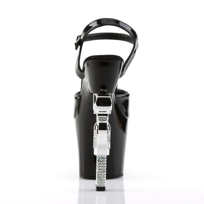 7" R/S Embellished Gun Heel, 3 1/4" PF Ankle Strap Sandal (Pleaser REV709/B/M)