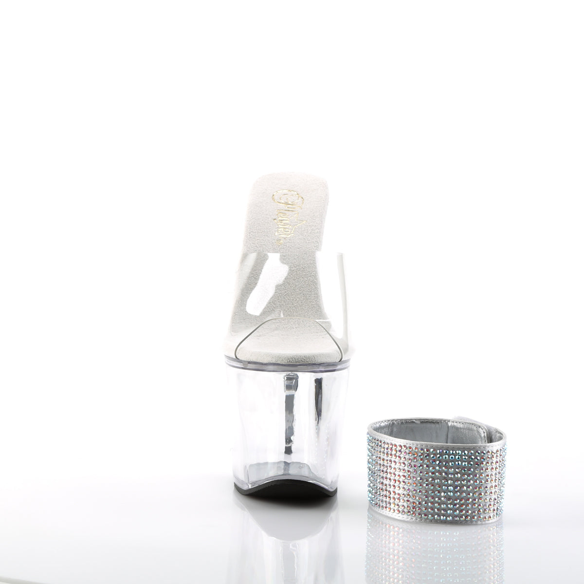 7" R/S Embellished Gun Heel, 3 1/4" PF Sandal (Pleaser REV712/C/M)