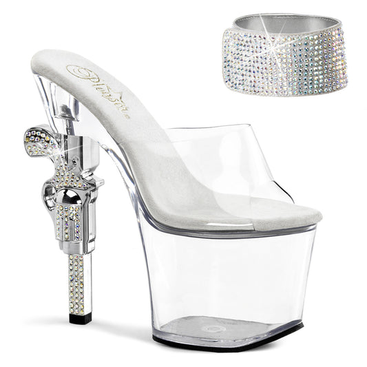 7" R/S Embellished Gun Heel, 3 1/4" PF Sandal (Pleaser REV712/C/M)