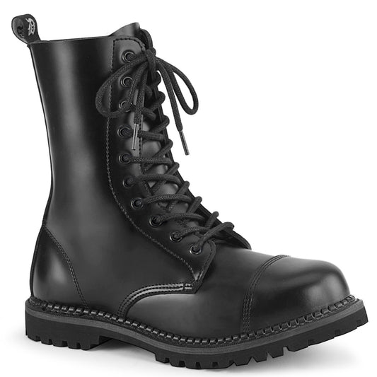 10 Eyelet Unisex Steel Toe Ankle Boot, Rubber Sole (Demonia RIOT10/BLE)